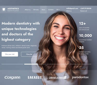 Update the design of a modern dental website